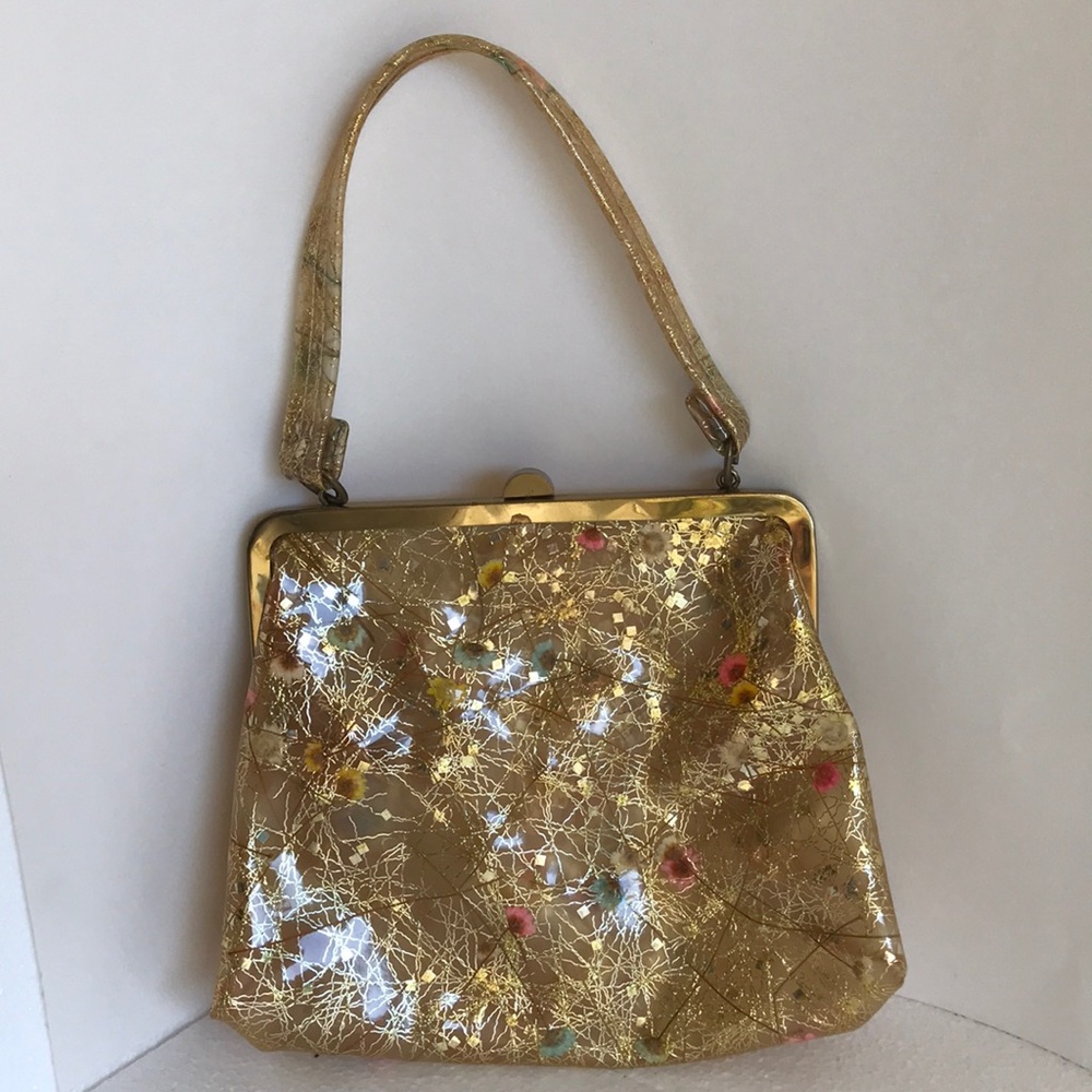 Vintage pressed flowers purse